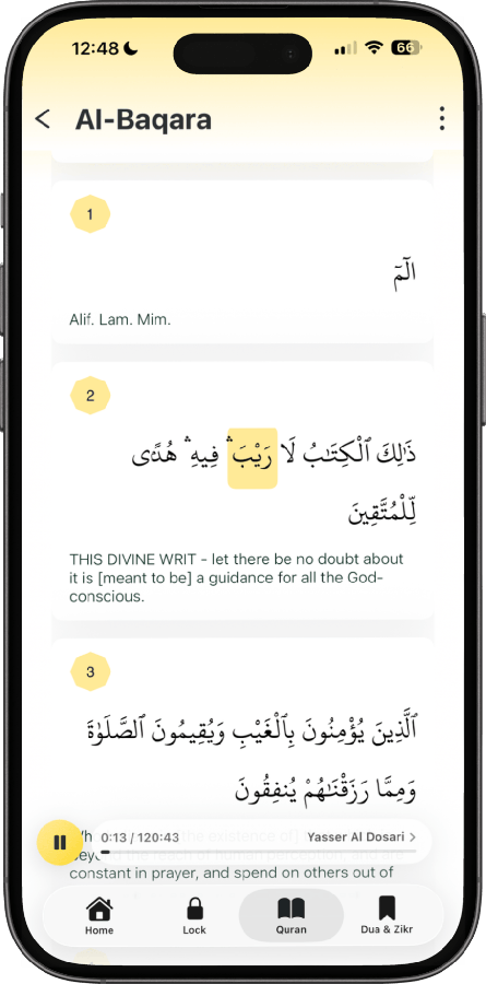 Quran Mode mobile preview showing Quran reading, duas, and reflection features